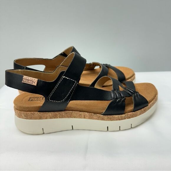 Pikolinos Palma W4N-0968 black calfskin leather strappy sandals women 42 11 cork - Picture 4 of 8